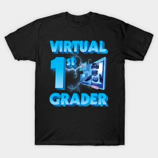 Virtual 1st Grader Student Teacher Happy Back To School Day T-Shirt